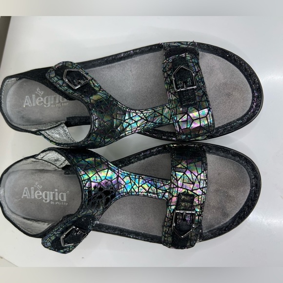 Alegría Sanita Adjustable Buckle Leather Irridescent sandals size 39 - Picture 3 of 10